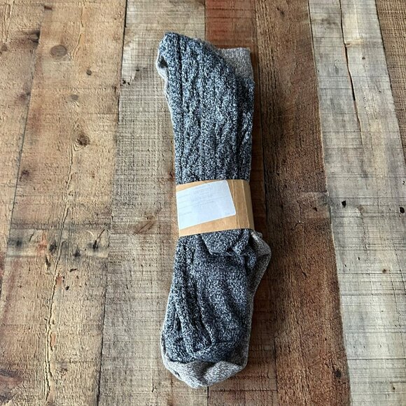 Marley Lilly Women's Set of 2 Pack of Duck Boot Sock in Brown Black Cable Knit - Picture 3 of 4